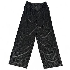 NWT VS Victoria’s Secret Black Sparkle Glitter Sequin Wide Leg Sweatpants Large